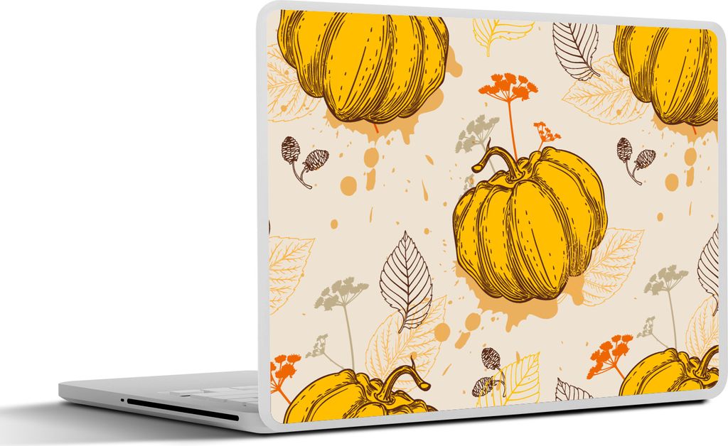 MuchoWow Laptop Aufkleber Sticker Cover Kürbis - Herbst - Muster 32.5x23.5 cm - Sticker für Laptop - Selbstklebend