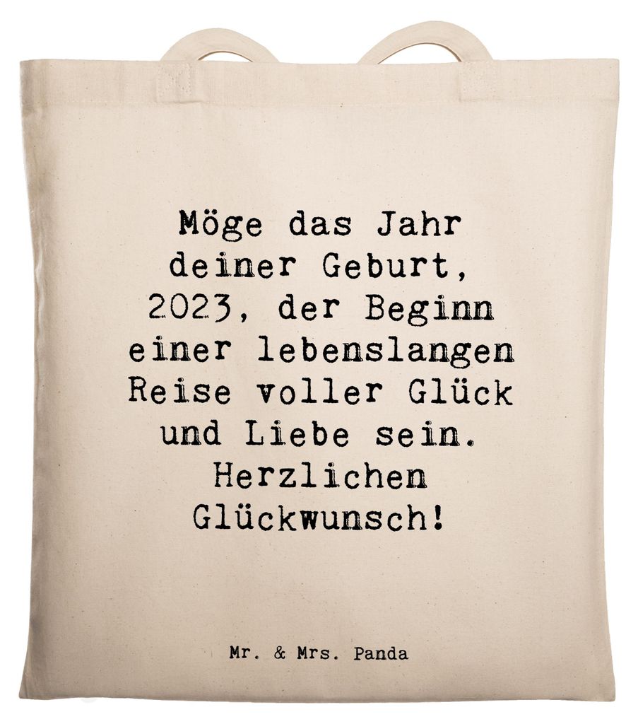 Mr. & Mrs. Panda Einkaufstüte Spruch 2023 Geburtstag - Transparent - Geschenk, Inspirierende Worte, Jutebeutel, Schultasche, Herzlichen Glückwuns...