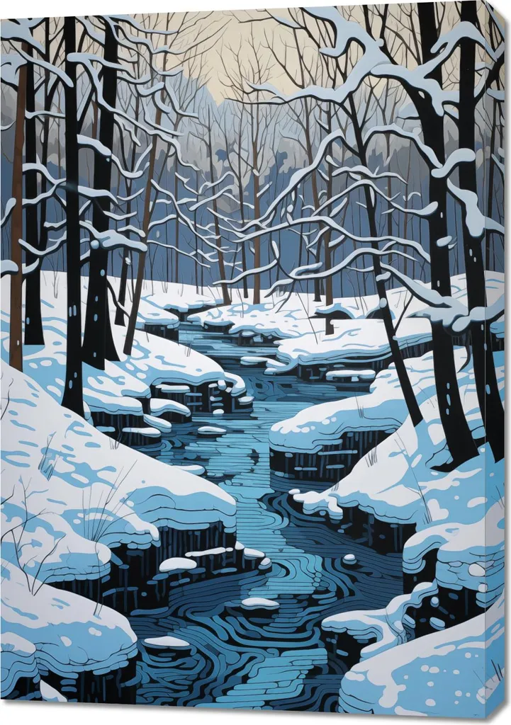 Quadro 70x100 cm Fiume in inverno
