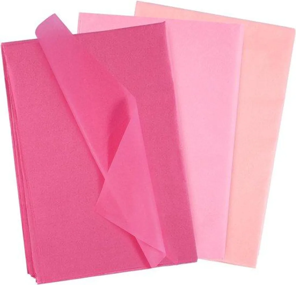 Lot de 60 feuilles papier cadeau rose en dégradé satiné multicouleur