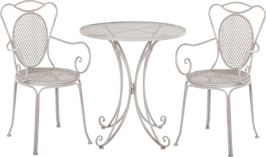 BELIANI Bistroset grau Metall 2er Balkon Terrasse Garten romantisch