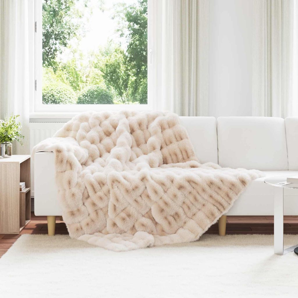 "Schlussverkauf" Kunstfell Kaninchenfell Decke Olite (1 PC) - Extra-warme - Beige 150x220 cm C8868