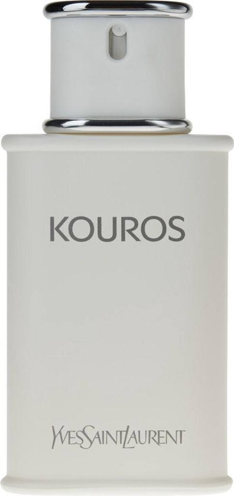 A white bottle of Yves Saint Laurent Kouros Eau de Toilette for men.
