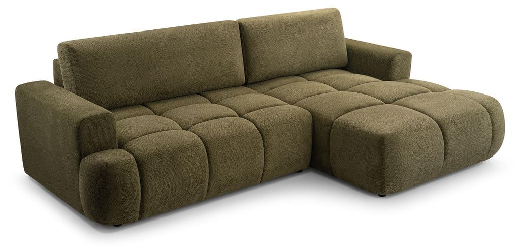 Masseno Ecksofa VASTO mit Schlaffunktion L-Form, Sofa mit Bettkasten, Wohnzimmersofa, Couch, Soffa, Bettsofa, Couchgarnitur- Grün, VINCI 75