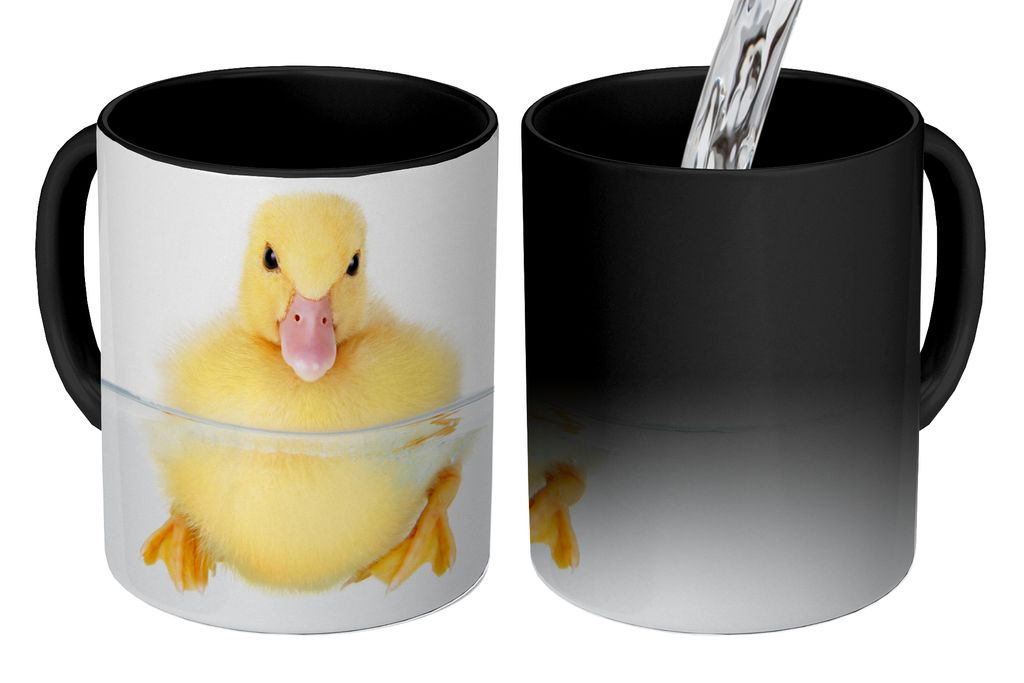 KitchenYeah Zauber Tasse Zaubertasse Magic Schwimmendes Entenbaby 350 ml Farbwechsel Becher Geschenk Geschenkidee - Magic-Tasse - Fototasse - Ker...