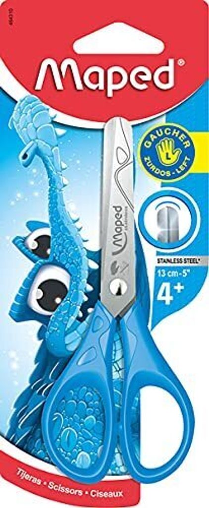 Schere Essentials, 13 cm, Linkshänder, symmetrisch, f.sortiert, auf Blisterkarte