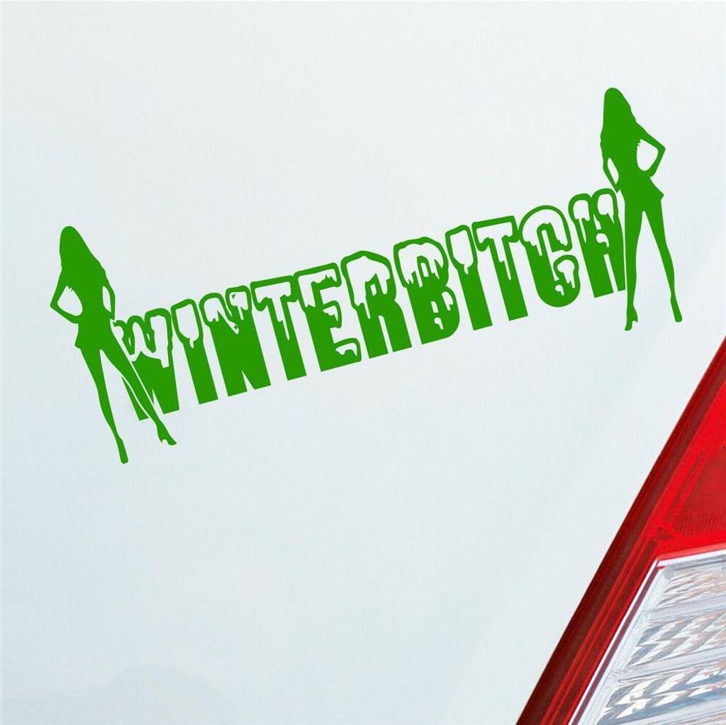 Auto Aufkleber Winterbitch Winter Bitch Schnee Tuning 15x6 cm Hellgrün Sticker Heckscheibenaufkleber