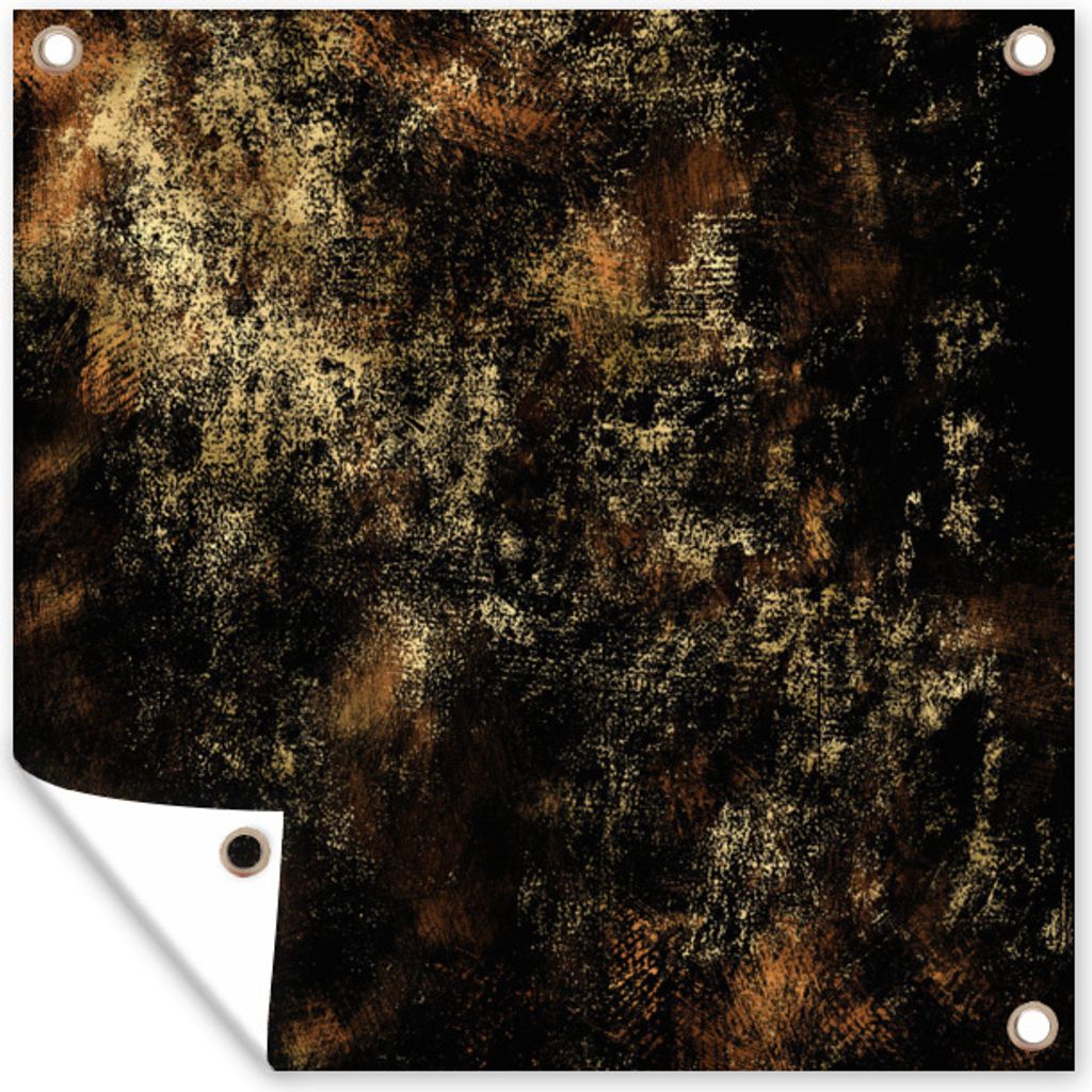 MuchoWow 50x50 cm Outdoor-Poster Gartendeko Sichtschutz Garten Poster für den Garten Gold - Schwarz - Abstrakt