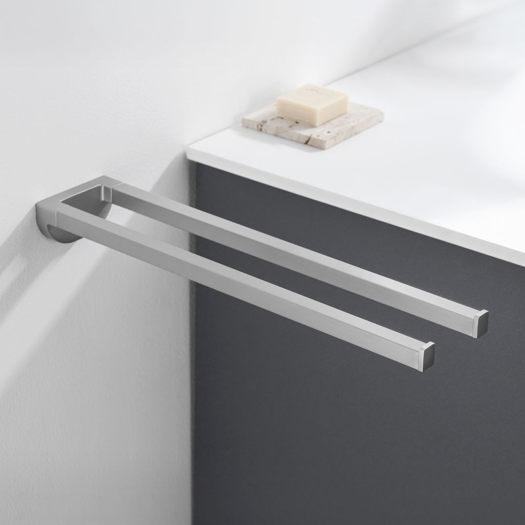 Edelstahl Handtuchhalter Zweiarmig Handtuchstange, Wandhaken für Bad und Küche, Gebürstet