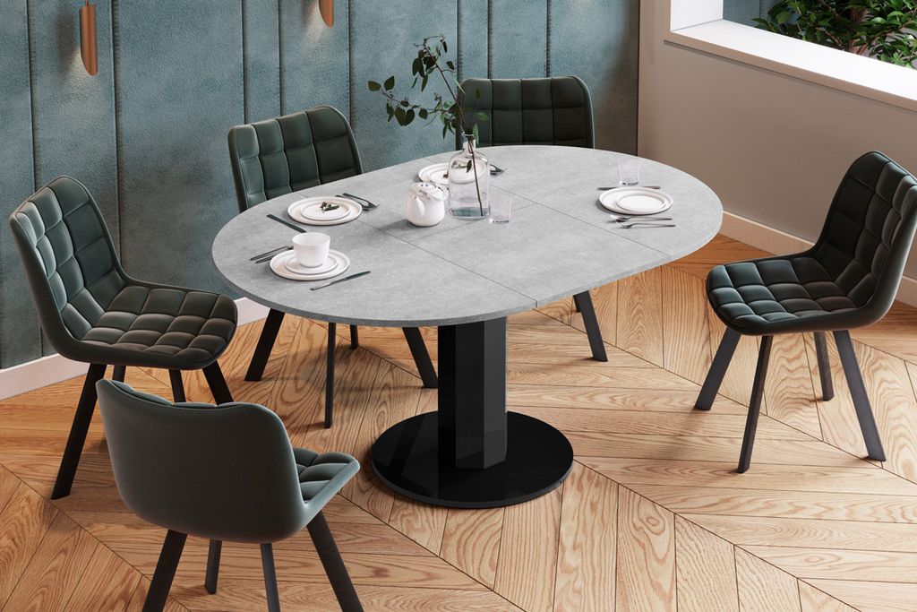 Design Esstisch Tisch HES-111 rund oval Hochglanz ausziehbar 100-148cm