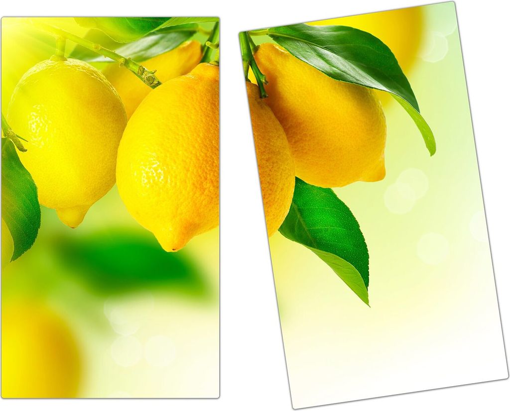 Spritzschutz Herdabdeckplatte Schneidebrett aus Glas Zitronenbaum 2-Teilig (60x52cm)