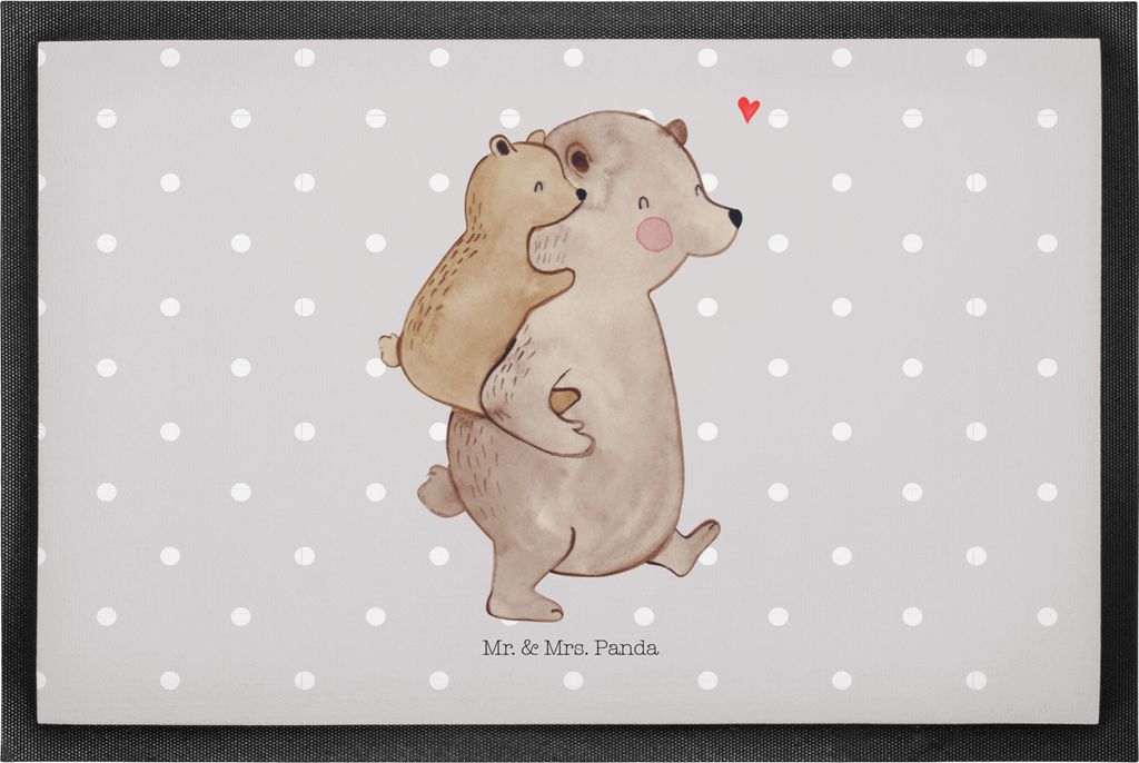 Mr. & Mrs. Panda fußmatte Papa Bär 50 x 75 cm - Grau Pastell - Geschenk, Schmutzfangmatte, Schmutzmatte, Vatertag, Geburtstag, hausmatte, Vater, ...