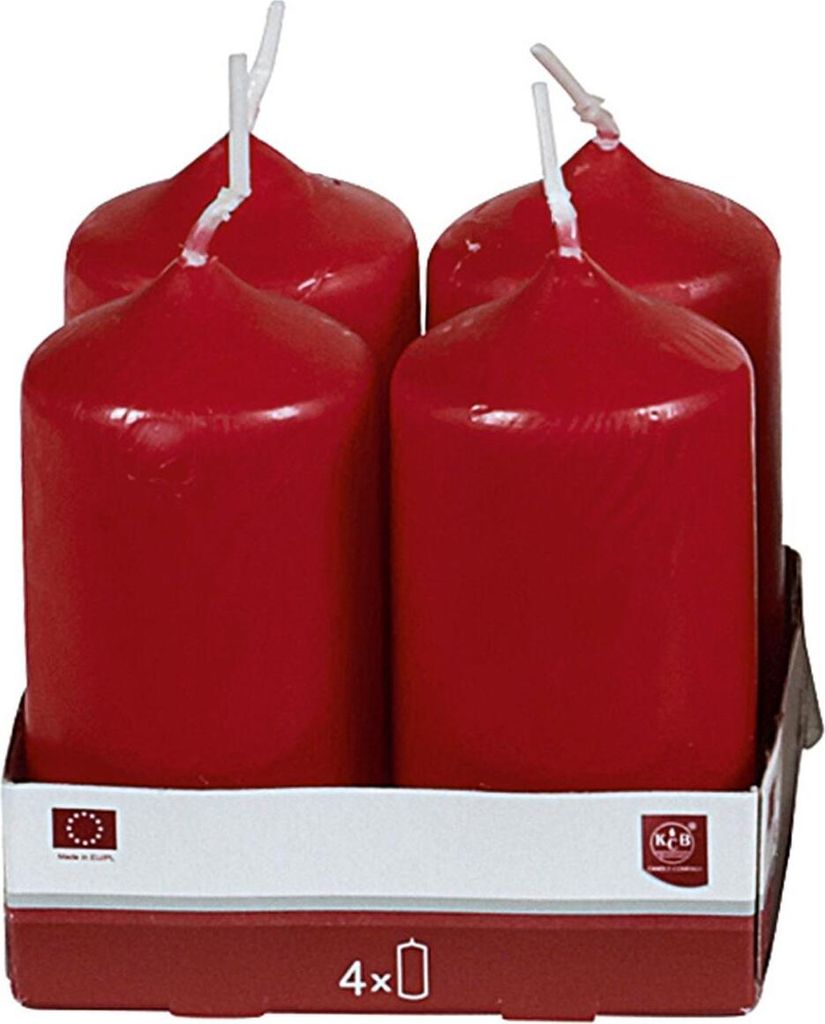 Stumpenkerze 8cm Ø4cm bordeaux 4 Pack Produktbild 
