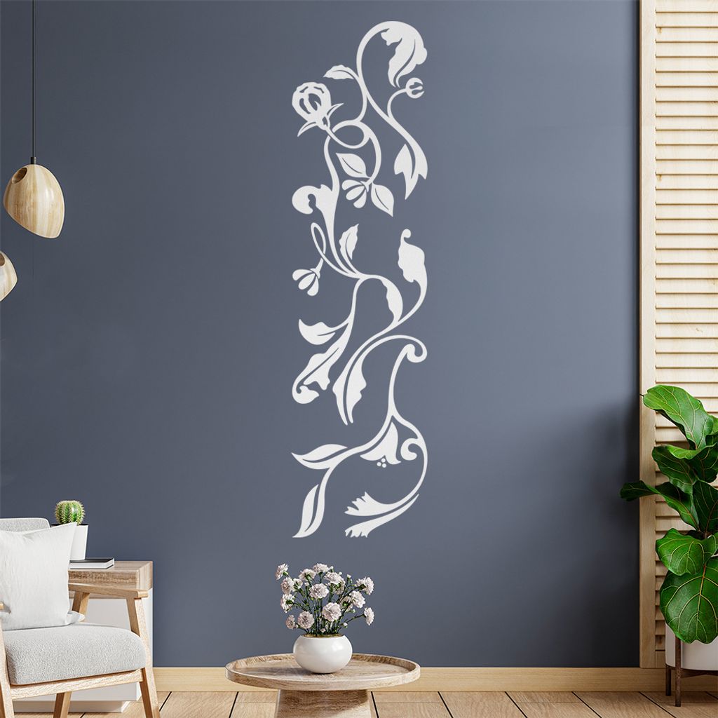 filigranes Blätternornament Wandtattoo in 6 Größen - Wandaufkleber Wall Sticker - Dekoration, Küche, Wohnzimmer, Schlafzimmer, Badezimmer