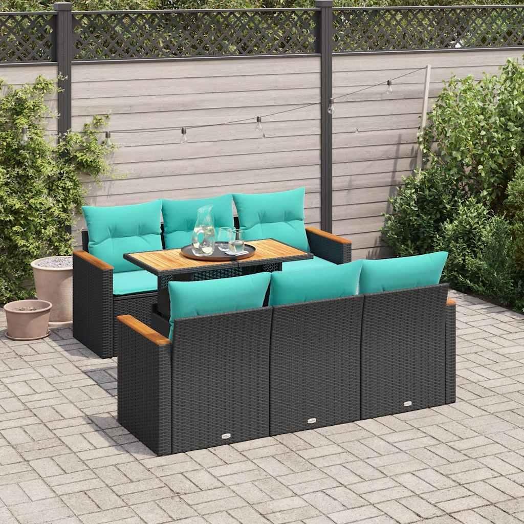 Maison Exclusive - 7-tlg. Garten-Sofagarnitur mit Kissen Schwarz Poly Rattan