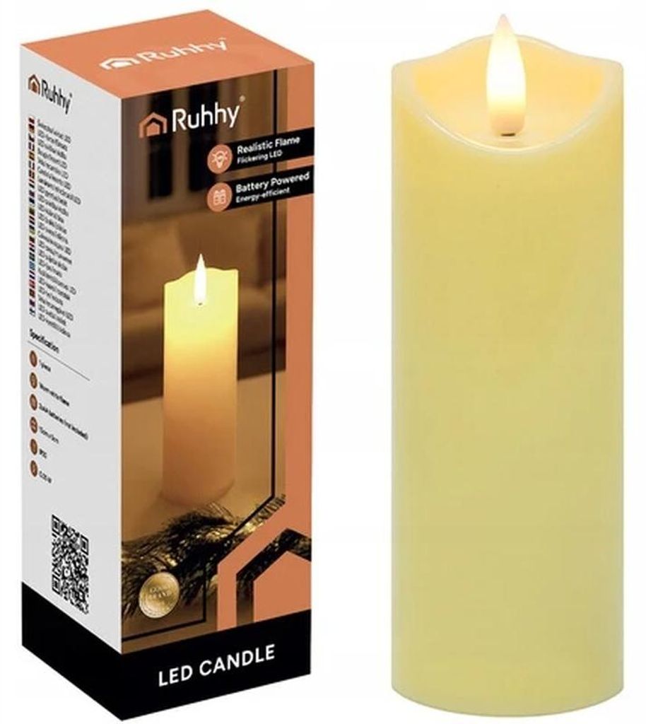 Ruhhy 26719 Candela LED a batteria 15 x 5 cm, beige Immagine del prodotto 