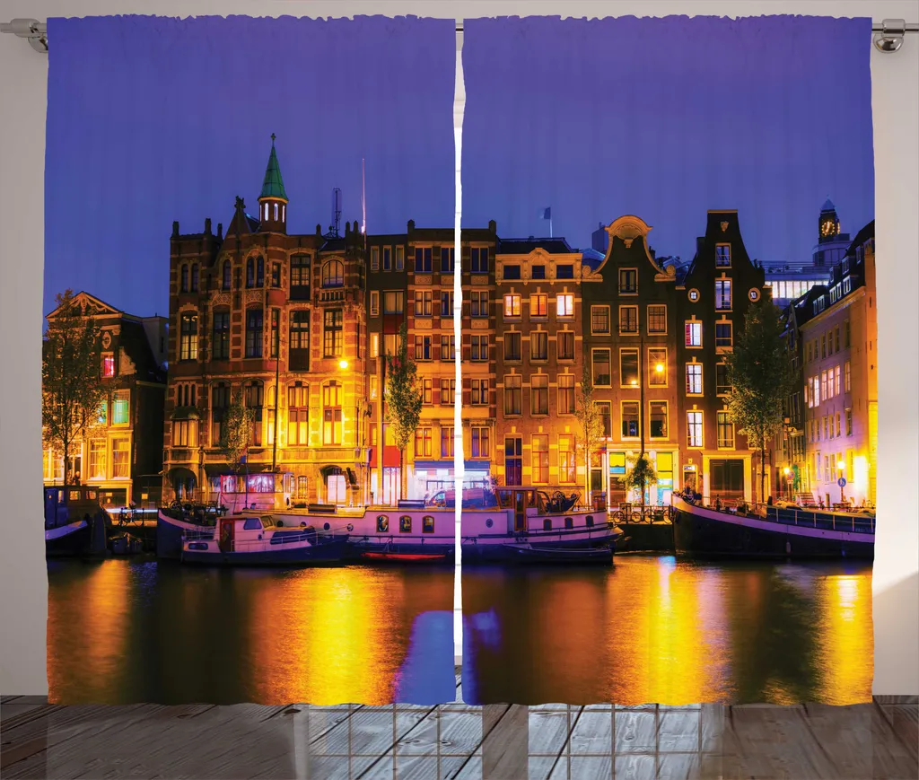 ABAKUHAUS Rideau Amsterdam la Nuit 280x225 cm Violet Bleu Multicolore