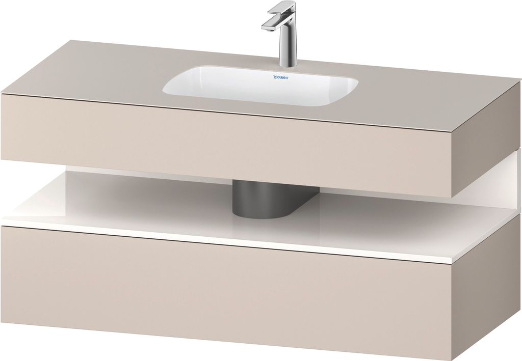 Duravit Qatego Einbauwaschtisch mit Konsolenwaschtischunterbau, 1200x550x600mm, Nische Weiß hochglänzend, QA4787022910000