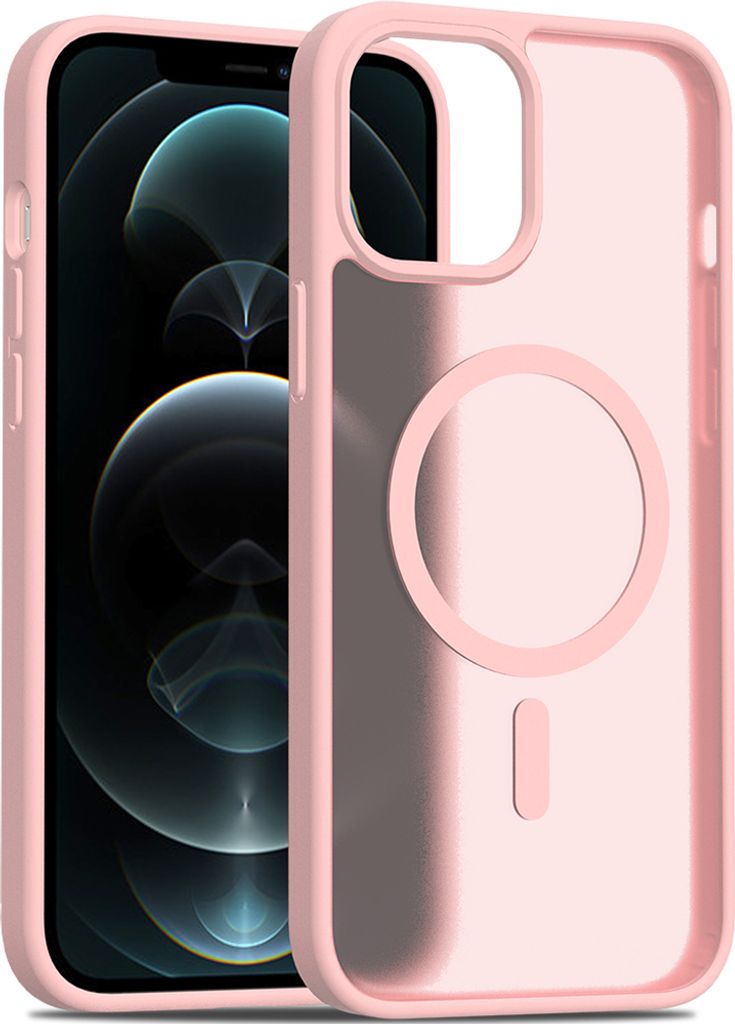 Magnetisch Hülle für iPhone 11 Pro Max, Kompatibel mit MagSafe, Transluzente Matt Rückseite Stoßfeste Handyhülle Pink
