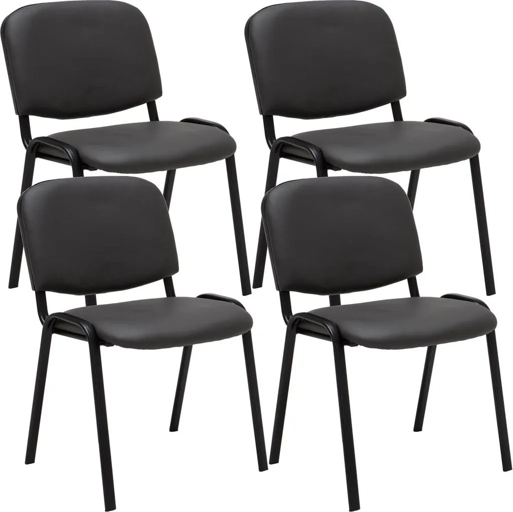 Chaises de conférence Ken empilables en similicuir gris - Lot de 4 CLP