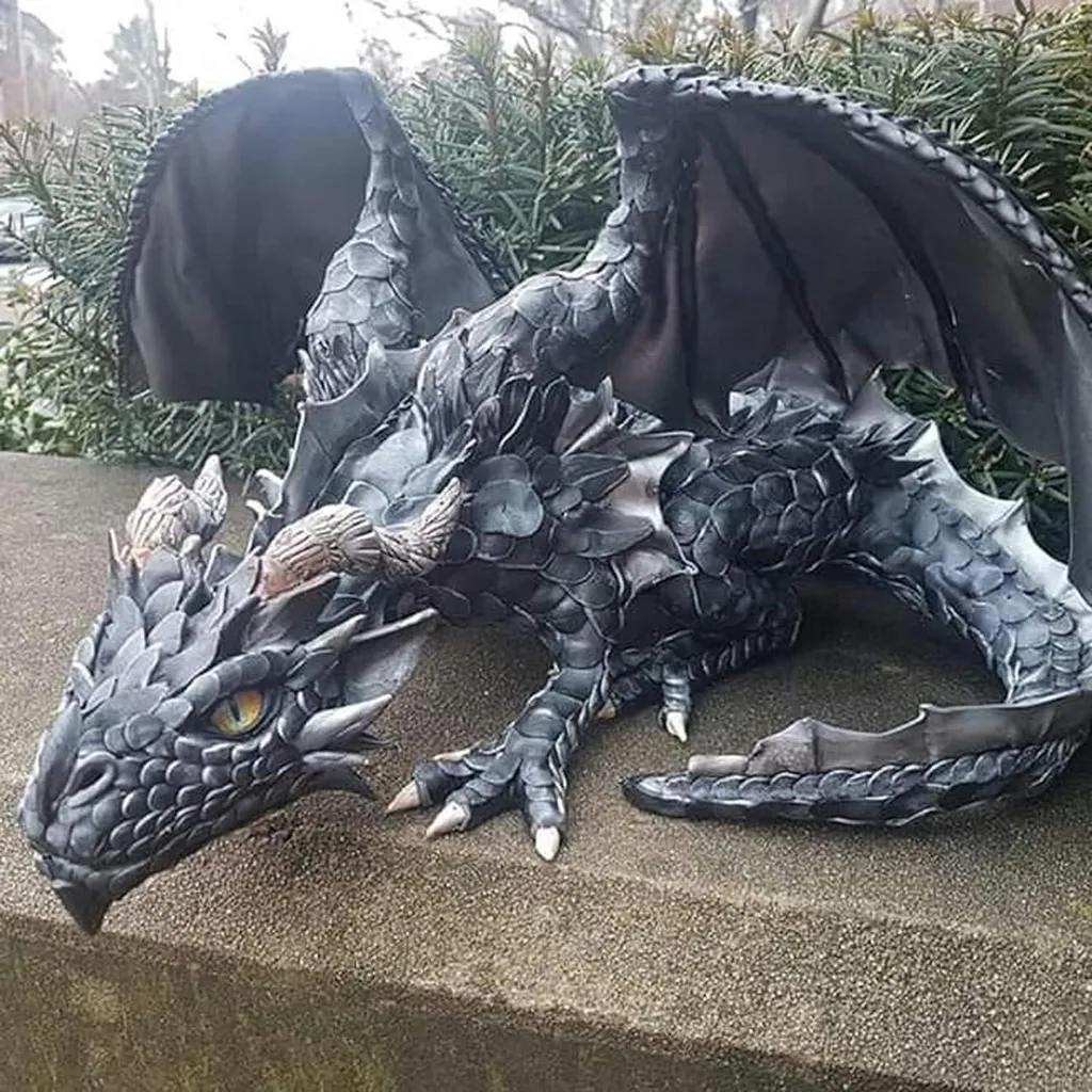 Statue dragon résistante aux UV pour jardin - Sculpture gardien durable