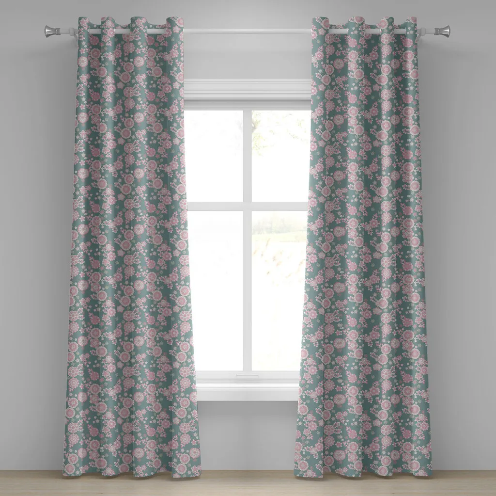 Rideaux décoratifs à 2 panneaux motif botanique pastel 280x245 cm