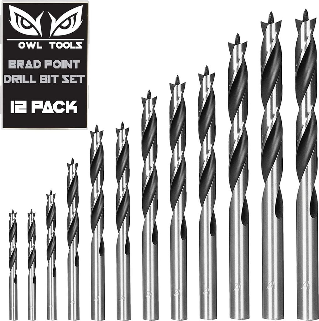 Holzbohrer-Set (12er-Pack mit Aufbewahrungskoffer) Tischlerqualität – splitterfreie, perfekt runde Löcher in alle Holzarten bohren