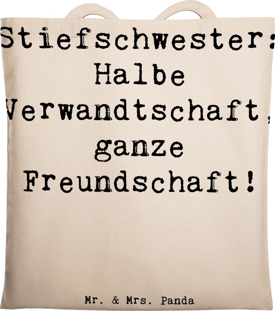 Mr. & Mrs. Panda Einkaufstasche Spruch Stiefschwester Freundschaft - Transparent - Geschenk, Handarbeit, Verbindung, Laptoptasche, persönliche Eri...