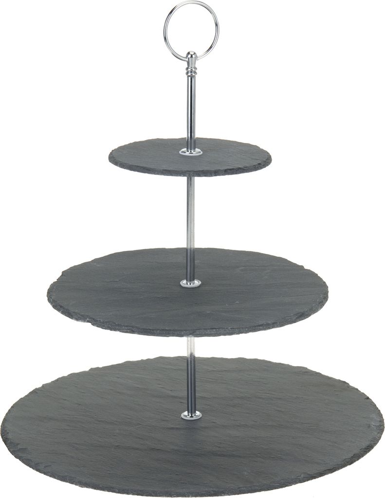 Excellent Houseware Etagere - 3-lagig - Schiefer - 30 x 34 Produktbild 