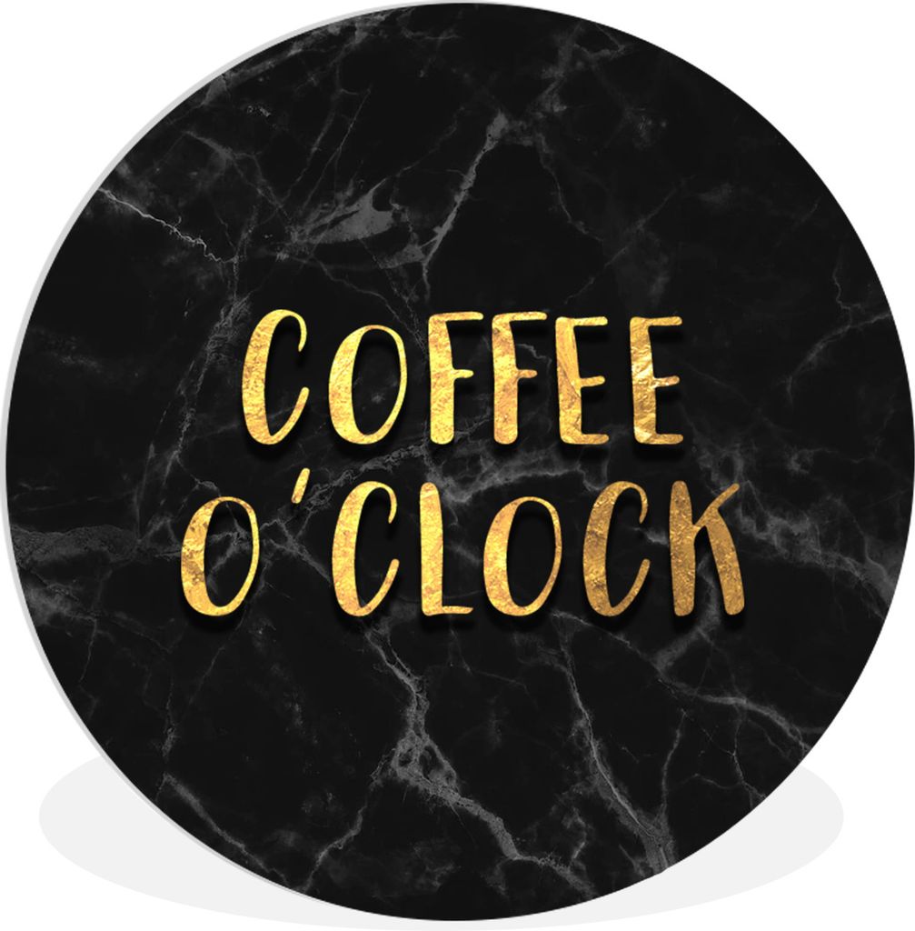 MuchoWow Rundes Wandbild - Runde Bilder Zitat - Kaffee - Gold - Marmor Ø 60 cm Kreis Wanddekoration Kunststoff - Wandkreis - Wandschmuck - Wand ...