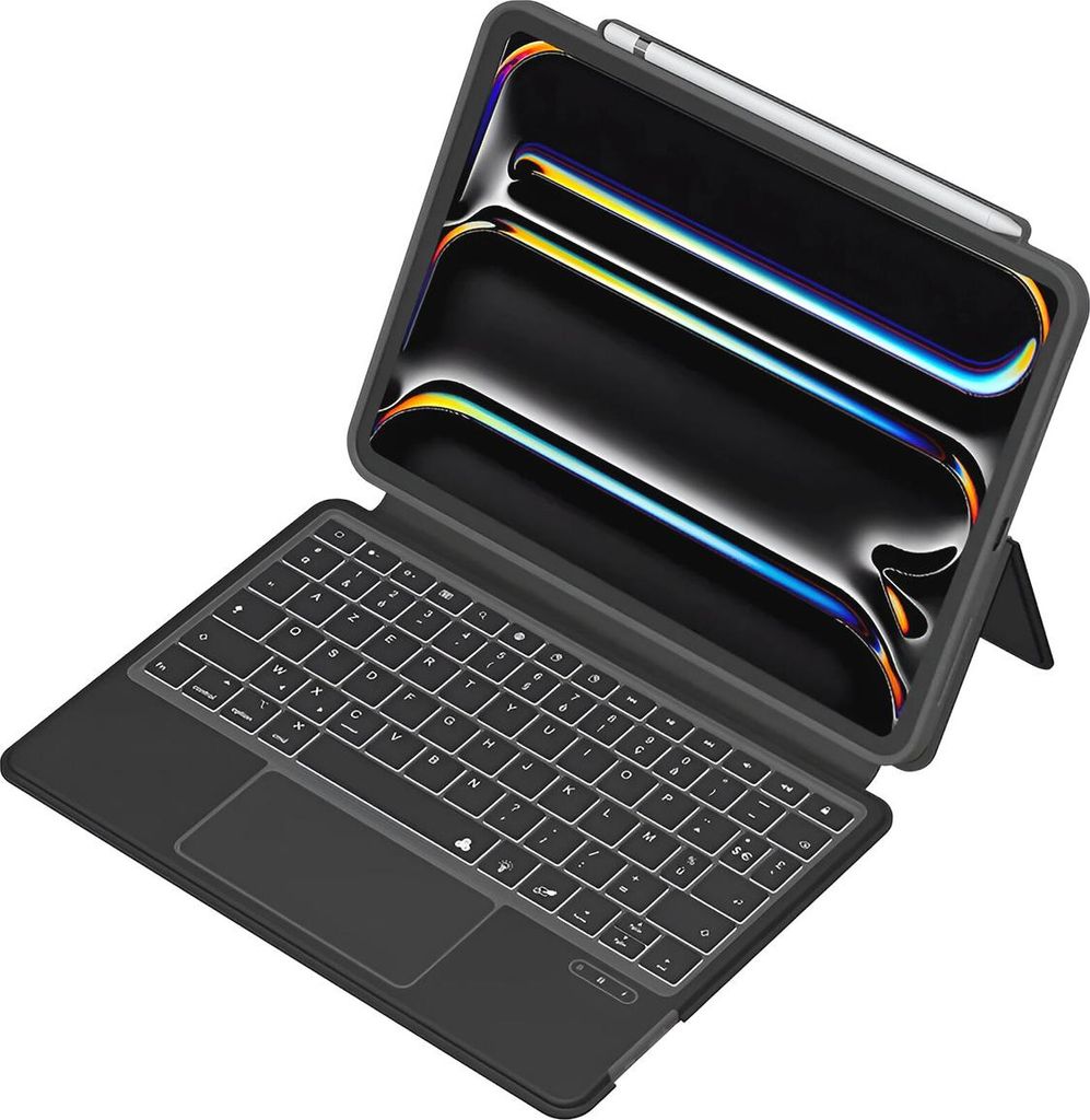 MW, Etui für iPad Pro 11" M4 Quick Note mit AZERTY Bluetooth Tastatur, Schwarz