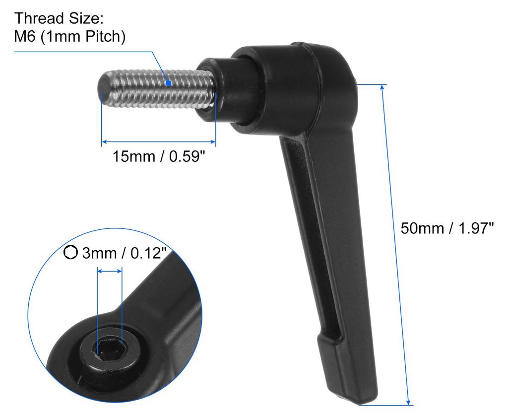 4 Stš¹ck Klemmhebel Griff M6 x 15mm Au?engewinde Schraube Edelstahl 304 mit Zinklegierung Verstellbare Handgriff Spannhebel fš¹r Werkzeugmaschi...