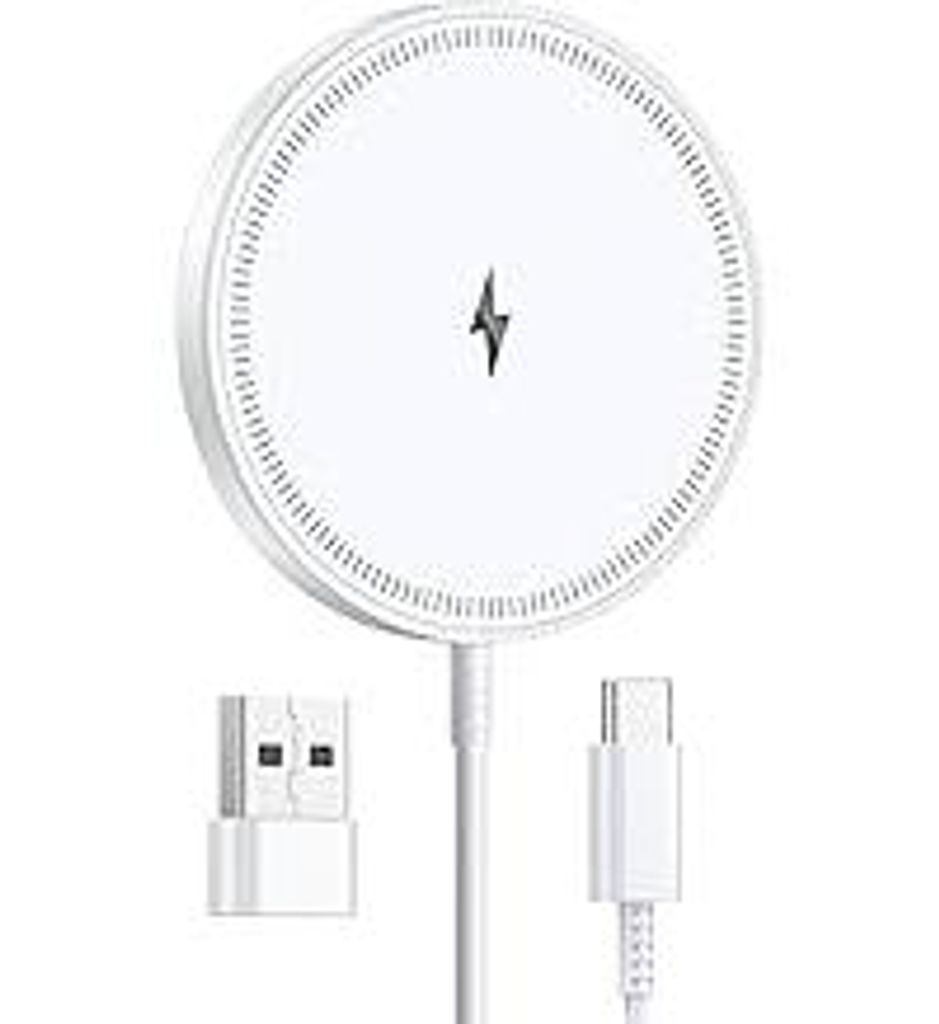 Mag-Safe Ladegerät 15W,Wireless Charger Induktive Ladestation Kompatibel für Phone 17/16/15/14/13/12 Serie und AirPods 4-2,starker Magnet,Zwei An...