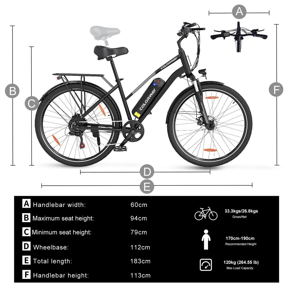 COLORWAY E-Bike 28 Zoll Damen und Herren 36V 15Ah 540 Produktbild 7