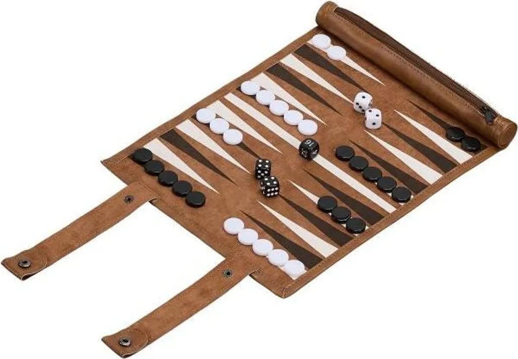Jeu de backgammon de voyage enroulable - Tapis de jeu compact