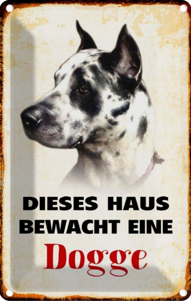 vianmo Blechschild 18x12 cm Hund dieses Haus bewacht eine Dogge Tier Haustier