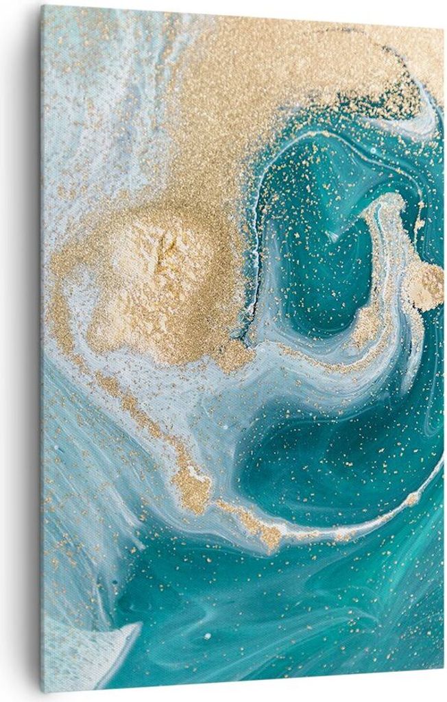 Bild auf Leinwand - Leinwandbild - Einteilig - Golden Türkis Hintergrund - 80x120cm - Wand Bild - Wanddeko - Wandbilder - Leinwanddruck - Wanddeko...