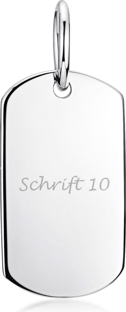 MATERIA by Matthias Wagner Gravur Anhänger Silber 925 klein - Dog Tag personalisiert 11x20mm rhodiniert KA-325-Silber