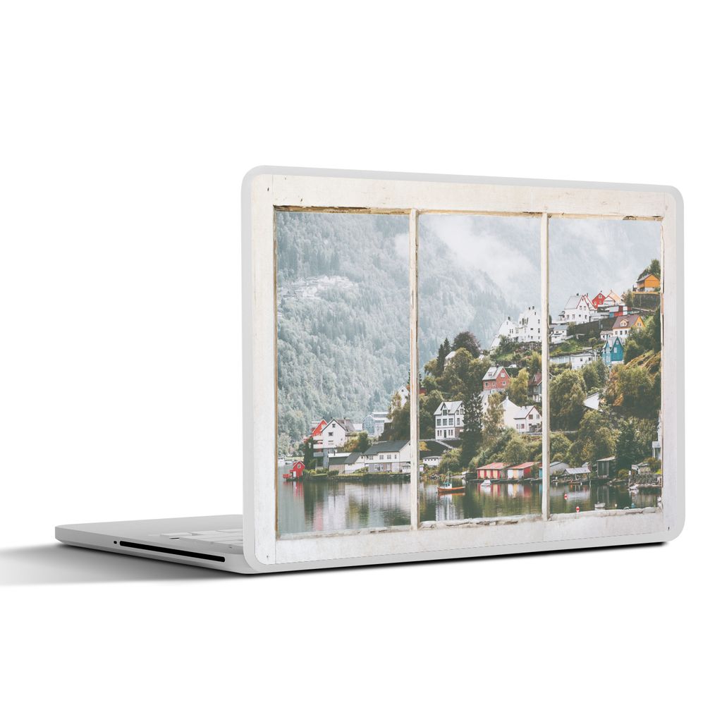 MuchoWow Laptop Aufkleber Sticker Cover Aussicht - Berg - Nebel 30x21 cm - Sticker für Laptop - Selbstklebend