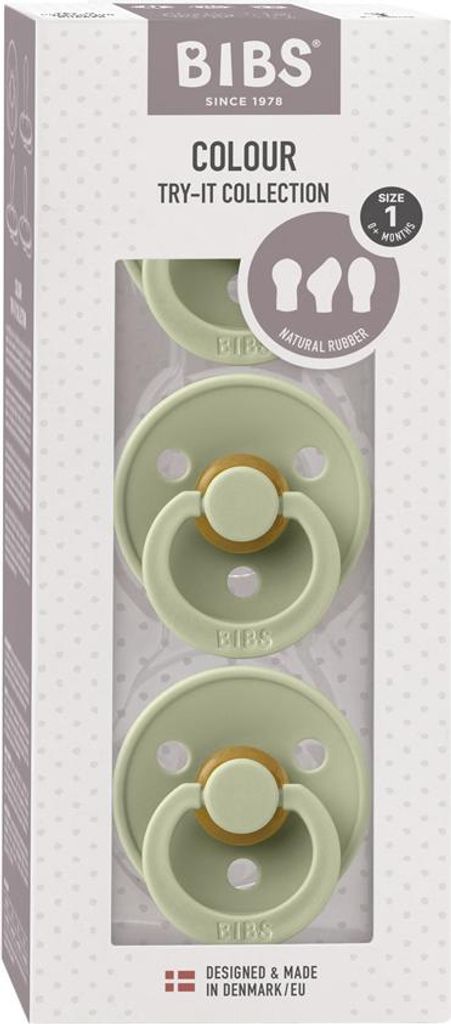 BIBS Dudlíky Colour Try it kolekce 3-balení, vel. 1 Sage Obrázek produktu 