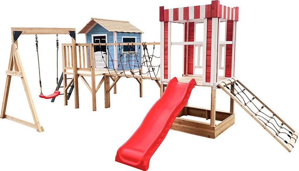 HOME DELUXE - Spielpark inkl. Schaukel und Rutsche WUNDERLAND - 555 x 340 cm | Ausstattung inkl. Schaukel