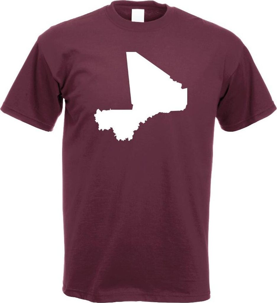 Kiwistar - T-Shirt - Burgund - Mali Umriss Kontur Herren Funshirt Bedruckt Design Sprüche Spruch Motive - mit Motiv Bedruckt - Funshirt Design - S...
