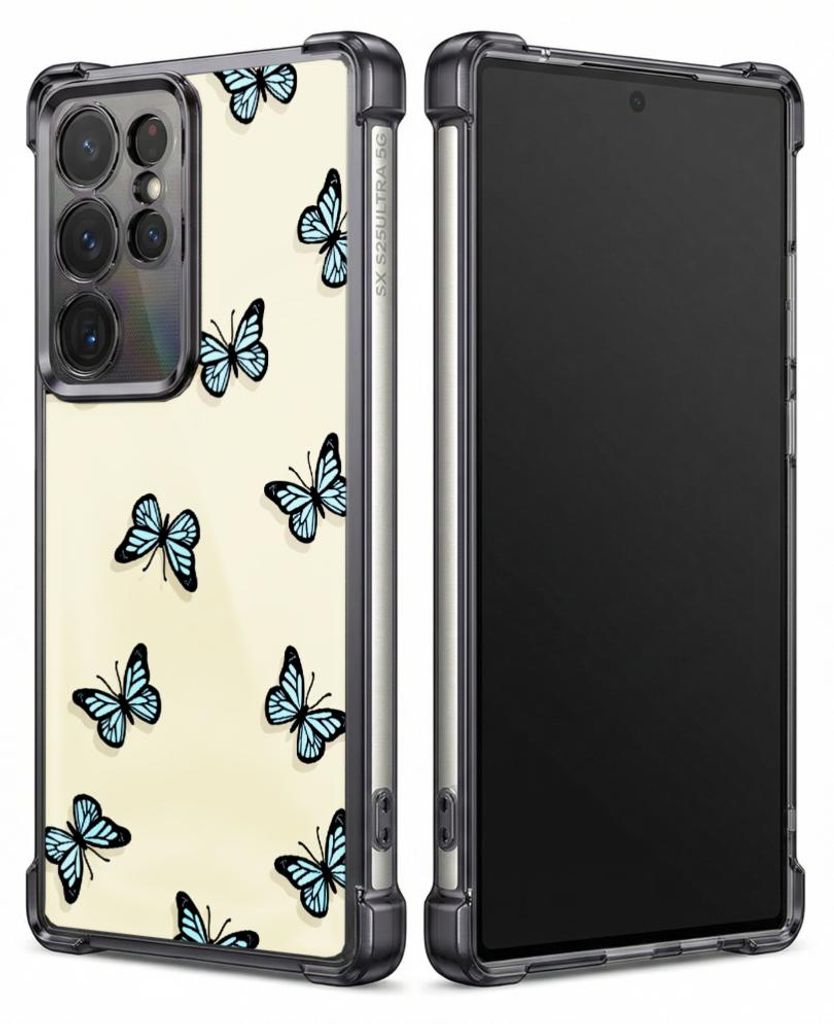 Personalisierte Hülle mit Bild für Samsung Galaxy S25 Elektroplattiert TPU Stoßdämpfer Handyhülle mit Hülle mit Schmetterlingsmuster
