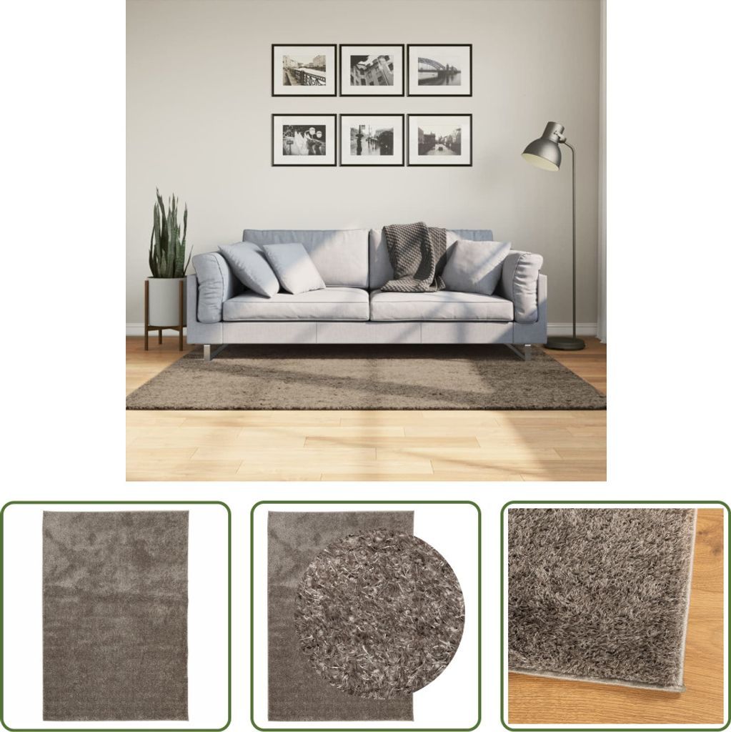 The Living Store Teppich ISTAN Hochflor Glänzend Grau 120x170 cm