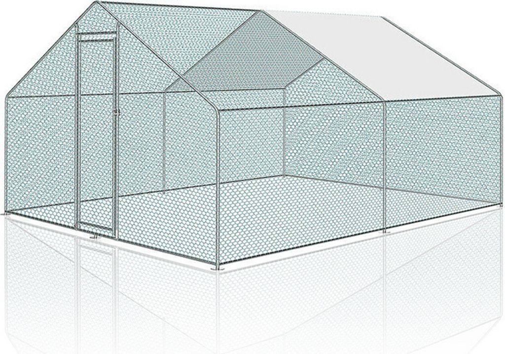 Jopassy Hühnerstall Outdoor großer Hühnerhaus Dach Freilaufgehege Geflügelstall mit PE Verzinkter Stahlrahmen und abschließbare Tür 3 x 4 x 2 m