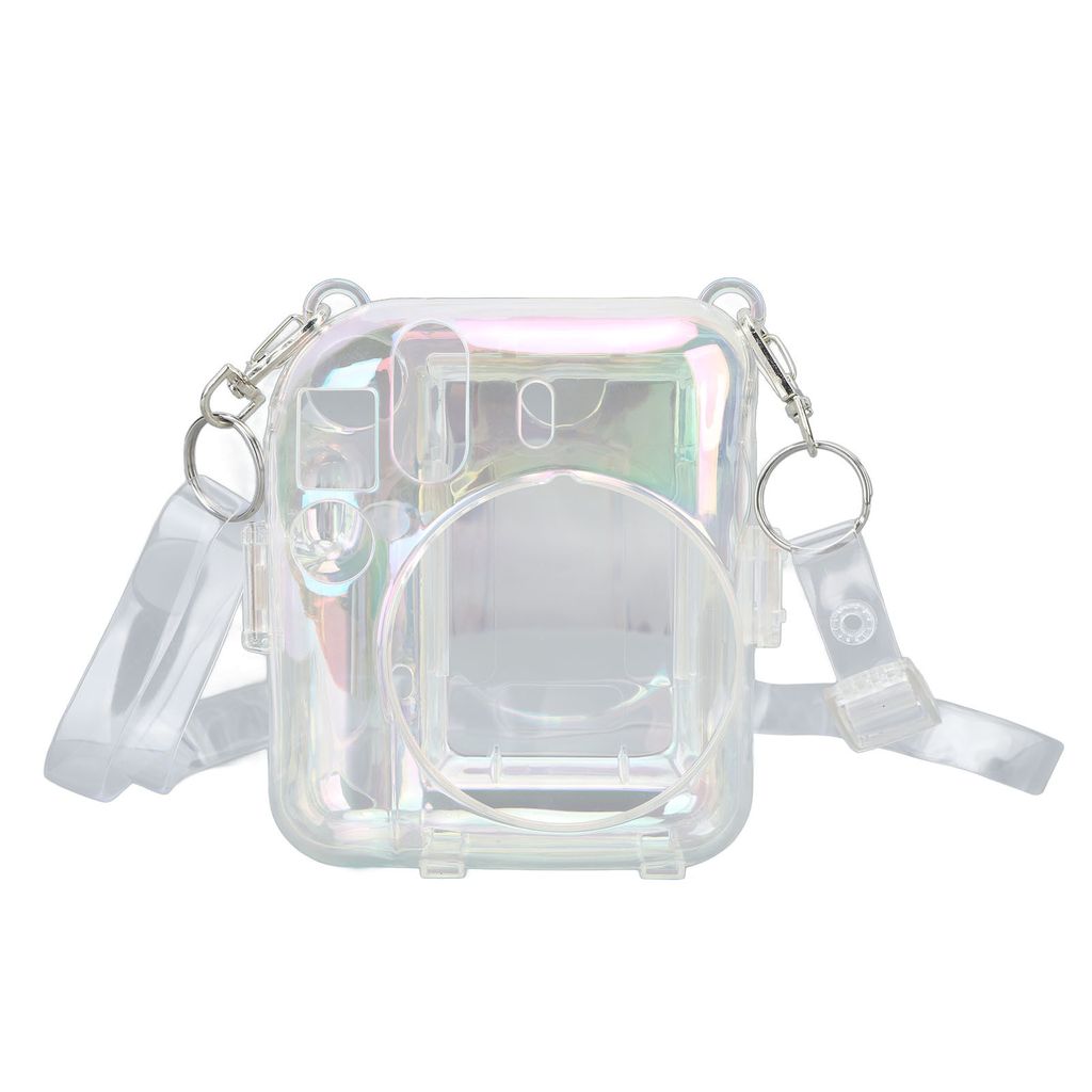Transparente Tasche für Fujifilm Instax Mini 12 PC Transparente bunte Sofortbildkamera Schutztasche mit verstellbarem Schultergurt für draußen