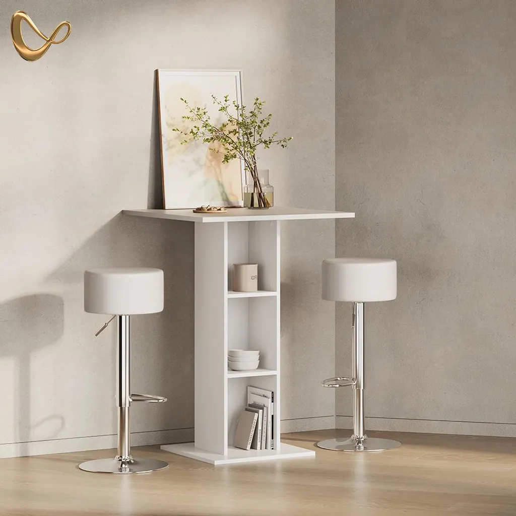 Table de Bar Livinity Regusa Blanche 75cm Résistante et Facile à Monter - 2