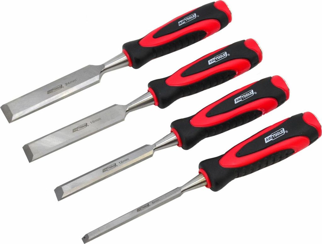 Awtools zestaw dłut z plastikowymi uchwytami 4 sztuki 6/12/18/24 mm