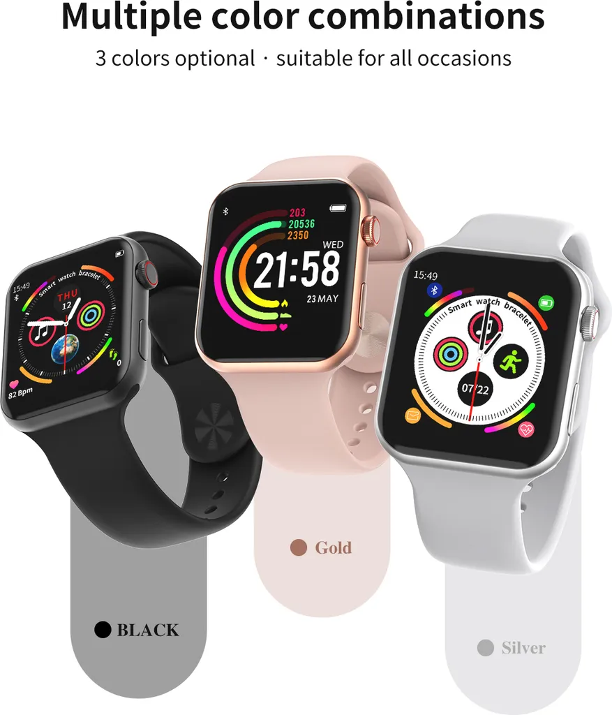 Fitness Watch Sport Tracker Nero: Monitora Cuore e Pressione h24