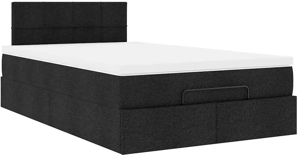 Ottoman-Bett mit Matratze Schwarz 120x200 cm Stoff